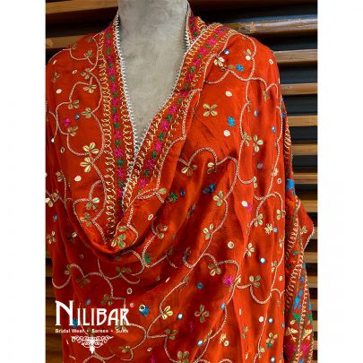 Orange Chinon Chiffon Dupatta