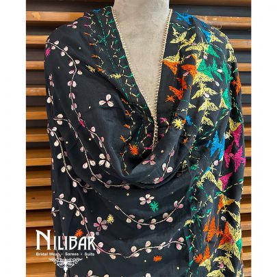 Black Chinon Chiffon Dupatta
