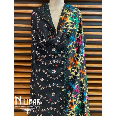 Black Chinon Chiffon Dupatta