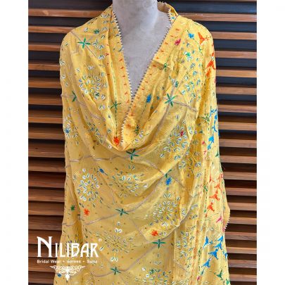 Yellow Chinon Chiffon Dupatta
