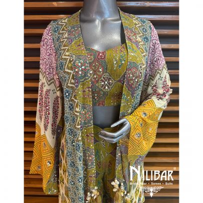Mehendi Green Georgette Garara Suit