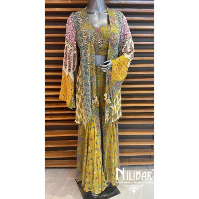 Mehendi Green Georgette Garara Suit