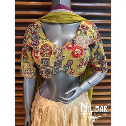 Mehendi Green Crepe Lehenga