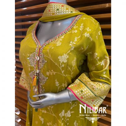 Mehendi Green Georgette Palazzo Suit