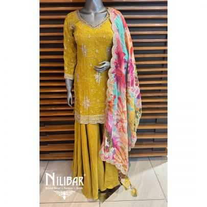 Mehendi Green Lame Palazzo Suit