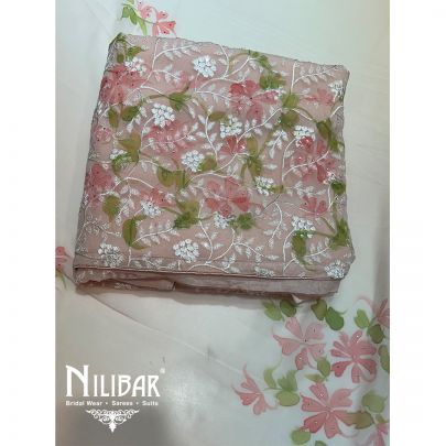 Light Peach Georgette Unstitched Suit