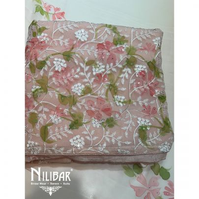 Light Peach Georgette Unstitched Suit
