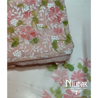 Light Peach Georgette Unstitched Suit