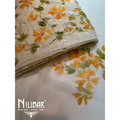Light Yellow Georgette Unstitched Suit