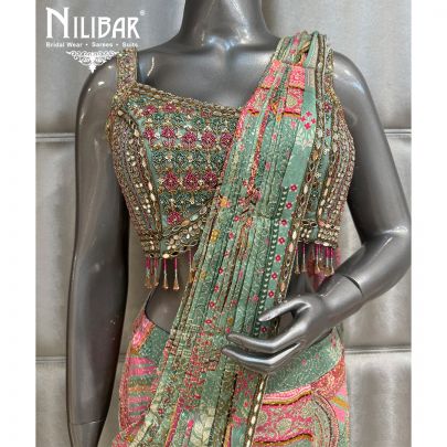 Green Georgette Drape Saree