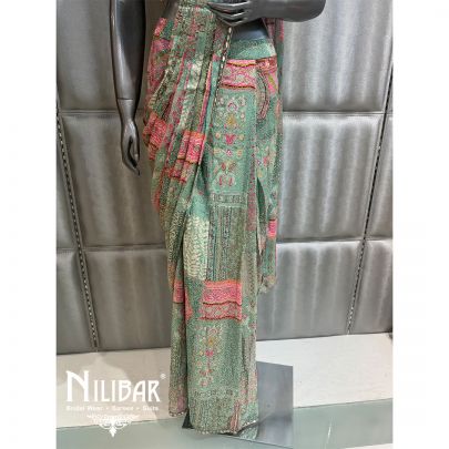 Green Georgette Drape Saree