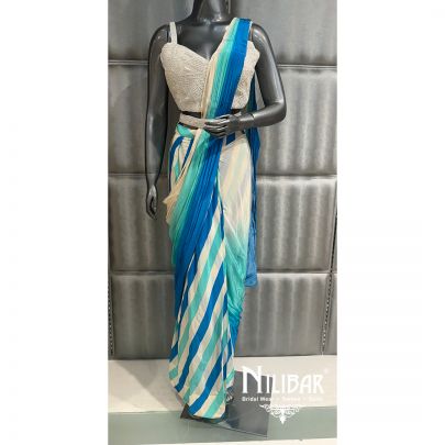 Cream Crepe Drape Saree