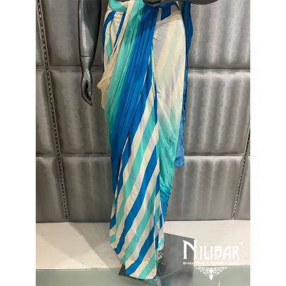 Cream Crepe Drape Saree
