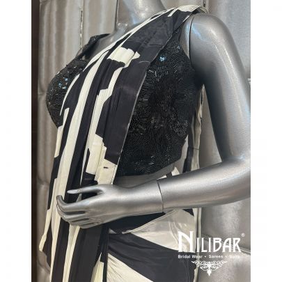 Black Crepe Drape Saree