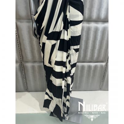 Black Crepe Drape Saree