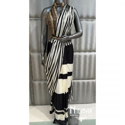 Black Crepe Drape Saree