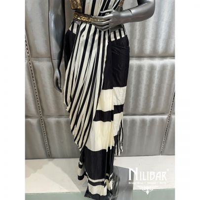 Black Crepe Drape Saree