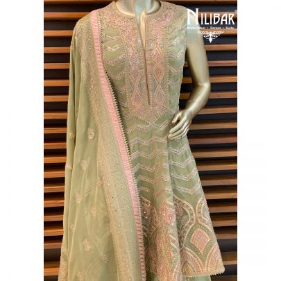 Pista Green Organza Sharara Suit