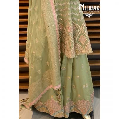 Pista Green Organza Sharara Suit