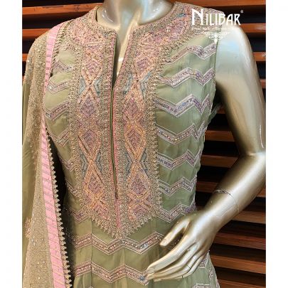 Pista Green Organza Sharara Suit