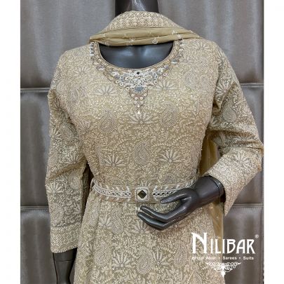 Ivory Georgette Sequins Anarkali
