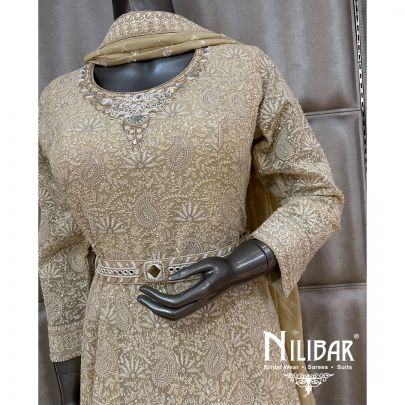 Ivory Georgette Sequins Anarkali