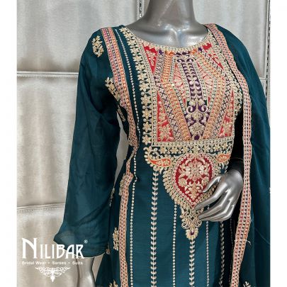 Peacock & Red Chinon Pant Suit