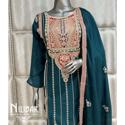 Peacock & Red Chinon Pant Suit