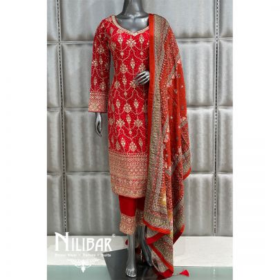 Red Georgette Pant Suit