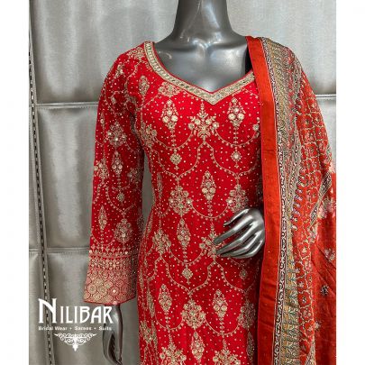 Red Georgette Pant Suit