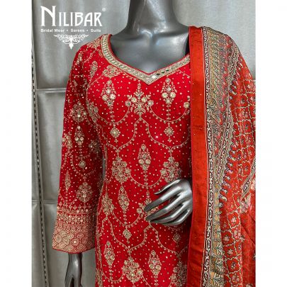 Red Georgette Pant Suit