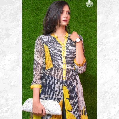 Yellow Black Kurti