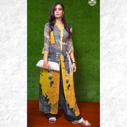 Yellow Black Kurti