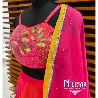 Pink Crepe Printed Lehenga