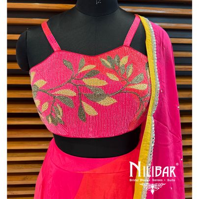Pink Crepe Printed Lehenga