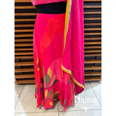 Pink Crepe Printed Lehenga
