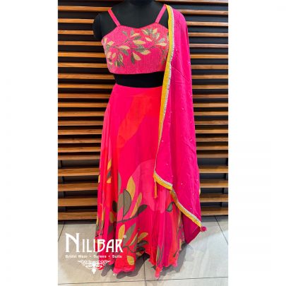 Pink Crepe Printed Lehenga