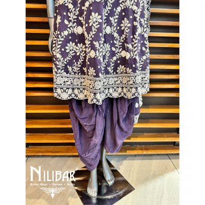 Purple Georgette Embroidered Dhoti Suit