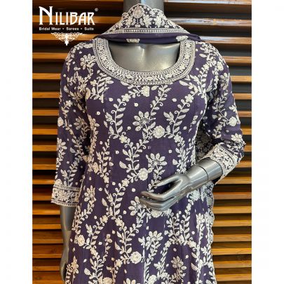 Purple Georgette Embroidered Dhoti Suit