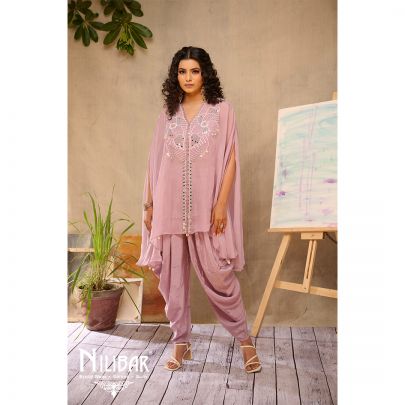 Lilac Organza Pearl Dhoti Set