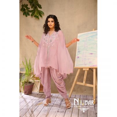 Lilac Organza Pearl Dhoti Set
