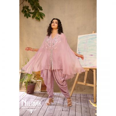 Lilac Organza Pearl Dhoti Set