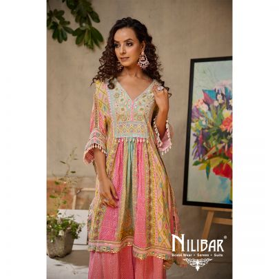 Multicolor Georgette Garara Suit