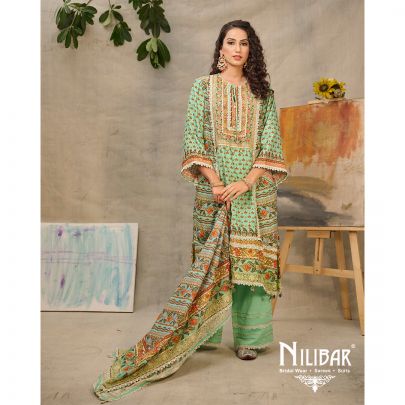 Green Cotton Printed Pant Suit
