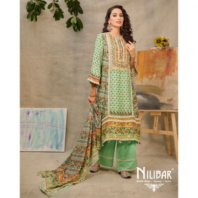 Green Cotton Printed Pant Suit