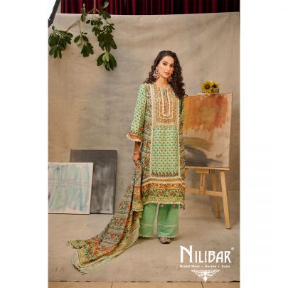 Green Cotton Printed Pant Suit
