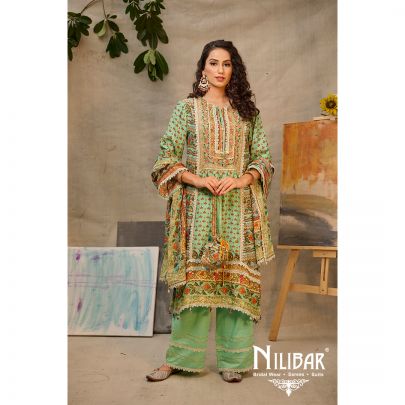 Green Cotton Printed Pant Suit