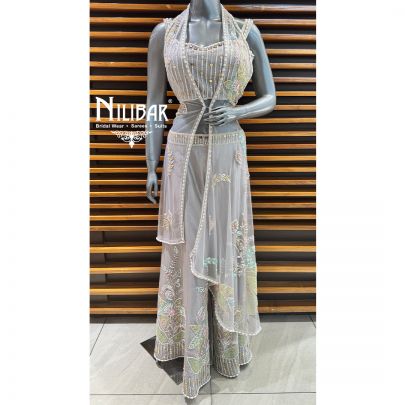 Fawn Crop Top Silk Palazzo Suit