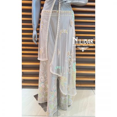 Fawn Crop Top Silk Palazzo Suit