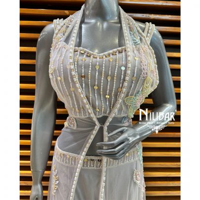 Fawn Crop Top Silk Palazzo Suit